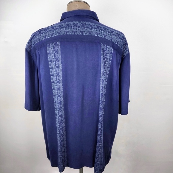 Pussers Island Reserve- Mens 100% Silk Camp Hawaiian Shirt - Large -Navy - Picture 4 of 7